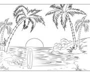 Coloriage Palmiers sur la plage