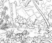 Coloriage Paysage d'une foret pendant l'&eacute;t&eacute;