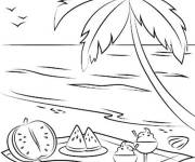 Coloriage Petit d&eacute;jeuner sur la plage l'&eacute;t&eacute;