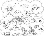 Coloriage Plaisir d'enfants pendant l'&eacute;t&eacute;
