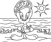 Coloriage Portrait de Twitty sur la plage