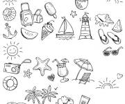 Coloriage Symboles principaux de l&rsquo;&eacute;t&eacute;