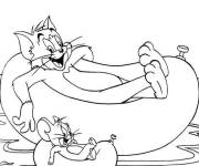 Coloriage Tom et Jerry s'amusent sur la mer