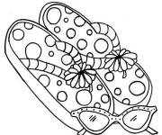Coloriage Tongs et lunettes l'&eacute;t&eacute;