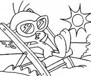 Coloriage Twitty sur le chaise long pendant l'&eacute;t&eacute;