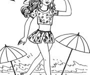 Coloriage Une belle fille au bord de la mer