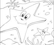 Coloriage B&eacute;b&eacute; &eacute;toile de mer avec papa