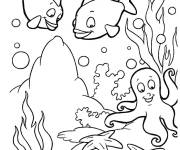 Coloriage Des &eacute;toiles de mer avec les cr&eacute;atures marines