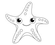 Coloriage &Eacute;toile de mer avec des beaux yeux