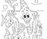 Coloriage &Eacute;toile de mer avec ses amis