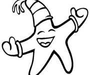 Coloriage &eacute;toile de mer avec un chapeau et des gants