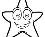 Coloriage et dessins gratuit &eacute;toile de mer avec visage rigolo à imprimer