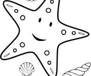 Coloriage et dessins gratuit &eacute;toile de mer et coquillages à imprimer
