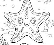 Coloriage &Eacute;toile de mer joyeux kawaii