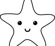 Coloriage Etoile de mer kawaii