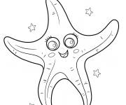 Coloriage &Eacute;toile de mer kawaii pour filles