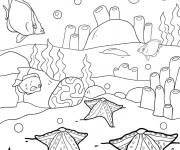 Coloriage &Eacute;toile de mer Paysage r&eacute;aliste de fond marin