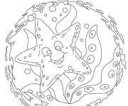 Coloriage Mandala &eacute;toile de mer