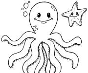 Coloriage Poulpe et &eacute;toile de mer