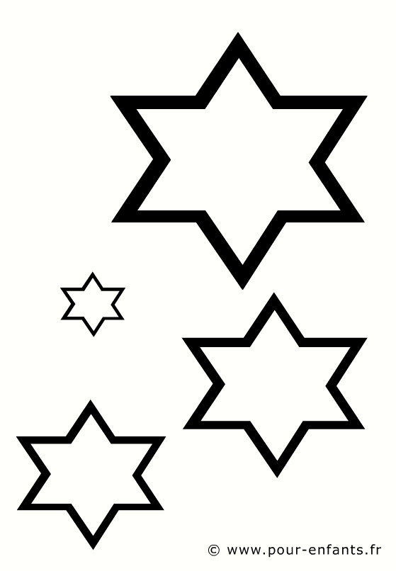Coloriage et dessins gratuits Étoiles six branches en noir à imprimer