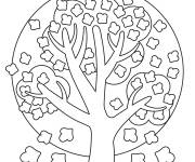 Coloriage Arbre d'automne avec les feuilles tombant