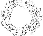 Coloriage Couronne de feuilles d'automne