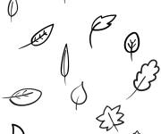 Coloriage Des Feuilles d'automne emport&eacute;es par le vent