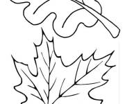 Coloriage Deux feuilles d&rsquo;automne &agrave; motifs