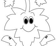Coloriage et dessins gratuit Feuille d&rsquo;automne de dessin anim&eacute; à imprimer
