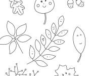 Coloriage Feuilles d&rsquo;automne kawaii
