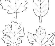 Coloriage Feuilles de l'automne aux contours &agrave; compl&eacute;ter