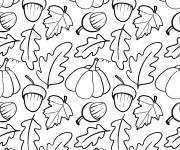 Coloriage Feuilles de l'automne et glands