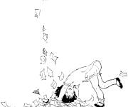 Coloriage et dessins gratuit Fille en ramassant les feuilles d'automne à imprimer