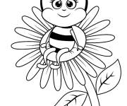 Coloriage Abeille souriante sur une fleur