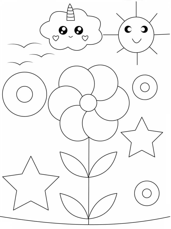 Coloriage et dessins gratuits La fleur maternelle à imprimer