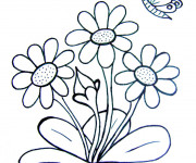 Coloriage Papillon et Fleurs en printemps