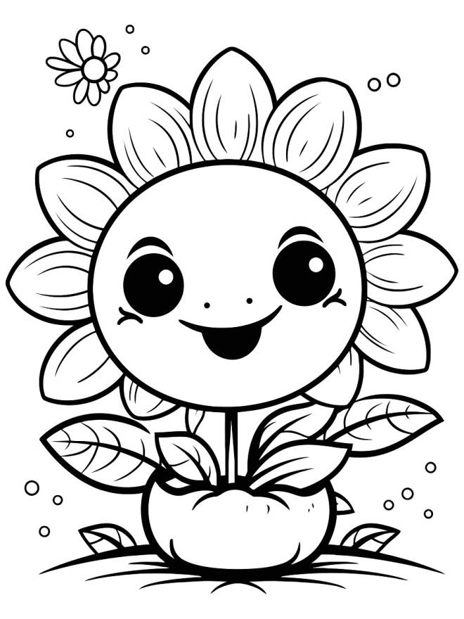 Coloriage et dessins gratuits une fleur mignonne  à imprimer