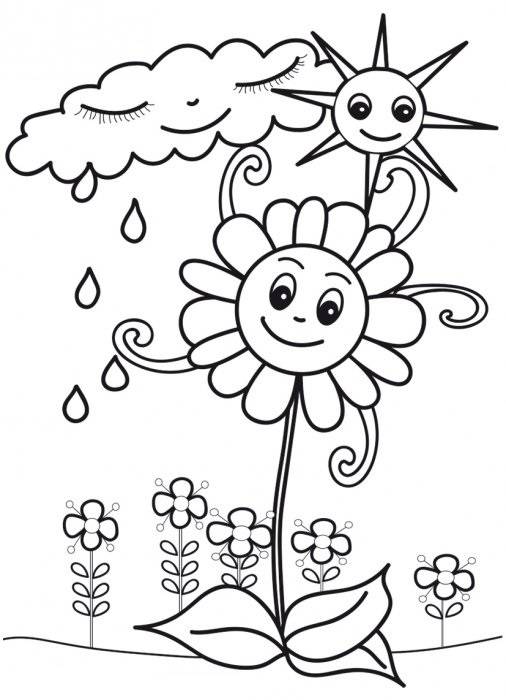 Coloriage et dessins gratuits une fleur qui aime la pluie à imprimer