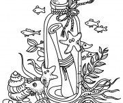 Coloriage Bouteille &agrave; la mer
