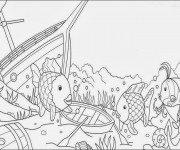 Coloriage et dessins gratuit Fond Marin et Bateaux à imprimer