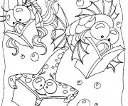 Coloriage et dessins gratuit Les poissons qui lisent à imprimer