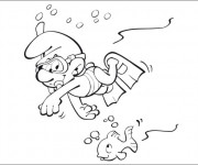 Coloriage Schtroumpf Plongeur