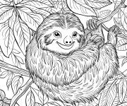 Coloriage Animal Paresseux suspendu