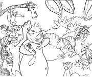 Coloriage et dessins gratuit Animaux de la foret tropicale style cartoon à imprimer