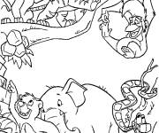 Coloriage Animaux joyeux de la foret tropicale