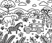 Coloriage Aventure dans la foret tropicale