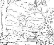 Coloriage Cascade dans la for&ecirc;t &agrave; t&eacute;l&eacute;charger