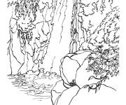 Coloriage Cascade dans la foret tropicale