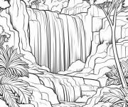 Coloriage Cascade dans la Jungle