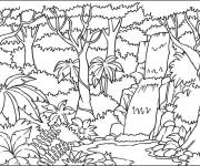 Coloriage Cascade tropicale